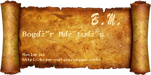 Bogár Mátyás névjegykártya